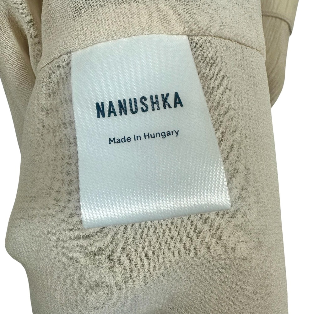 Nanushka Lily Sand Pleat Voile Belted Sleeveless Maxi Dress Beige Medium NWT - Picture 12 of 15